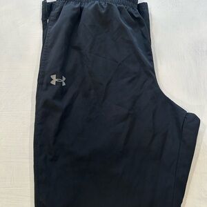 Under Armour Black Mesh Athletic Joggers Black Zip Legs Draw String XL